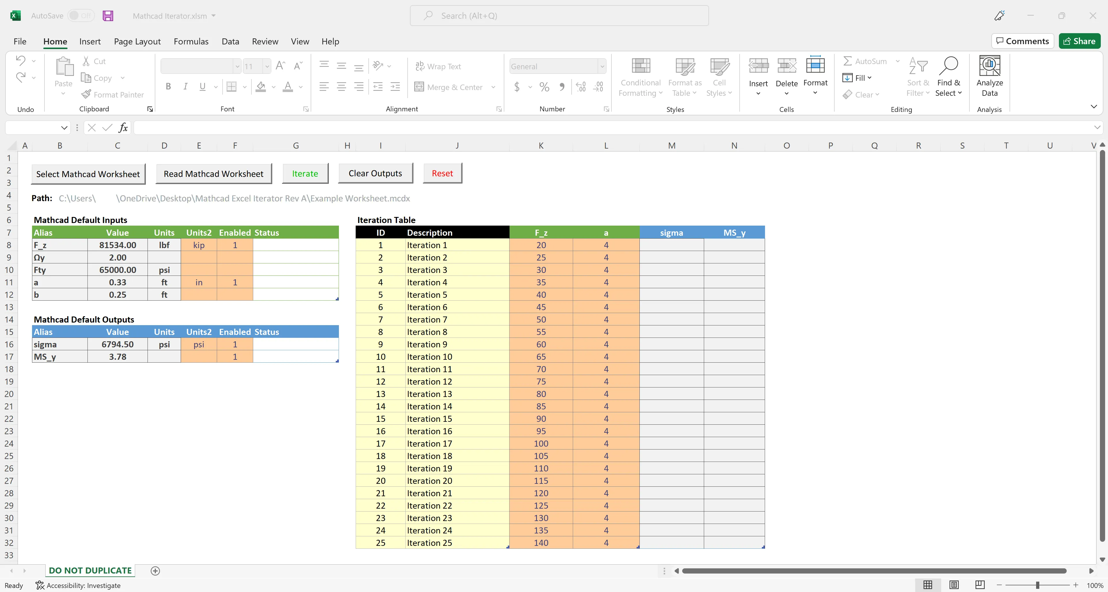 Mathcad Excel Tool overview